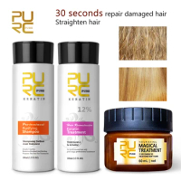 PURC Brazilian Keratin Hair Treatment Shampoo Hair Masks Set Professional Smoothing Straightening Curly Hair Care Product