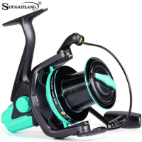 Sougayilang Fishing Reel 10000 Series 4.6:1 Gear Ratio Spinning Reel Max Drag 25Kg with Metal Body Smooth Carp Reels Pesca