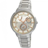 EMPORIO ARMANI亞曼尼 AR4668-中 手錶 銀面玫金時標鋼帶 動力儲存顯示 手自動上鍊 機械錶 男錶