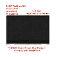 for HP Pavilion x360 14-dw 14-dw0000 14-dw0001la FHD LCD Display Touch Screen Glass Digitizer Assembly Bezel Frame 1920x1080