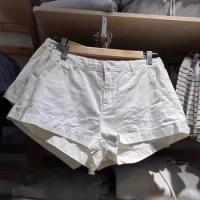 Drawstring Cotton Shorts Women High Waist Elastic Trending Skort Shorts Girls Youthful Y2K Short Pant Summer Clothes 2024