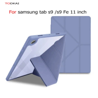 Case For Samsung Galaxy tab S9 S9 FE S9fe 11 inch Multi-folding Stand Clear Back Magnetic Smart Shell Y-Bracket Flip Stand cover
