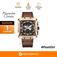 Jam Tangan Pria Alexandre Christie Chronograph AC 3030 GC LBRBA Men Black Dial Brown Leather Strap