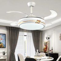 Modern Nordic Ceiling Fan Light Eye Protection Silent Remote Control 42 48inch Black White LED Restaurant Bedroom Lighting Fan