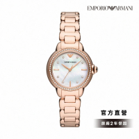 【EMPORIO ARMANI 官方直營】Mia 經典輕奢仕女錶 玫瑰金色不鏽鋼鍊帶手錶 32MM AR11523