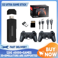 X2 UItra Game Stick 4K HD Video Game Console Double Wireless 2.4G Controller Retro Console 58000 Games For PSP Christmas Gift