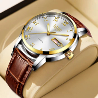 LIGE Watch Business Luxury Men Watches Waterproof Date Watch for Men Leather Man Quartz Wirstwatch Classic Vintage Design Watch