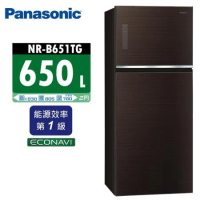 Panasonic 國際牌  650公升 一級能效雙門變頻電冰箱 NR-B651TG 曜石棕/翡翠金