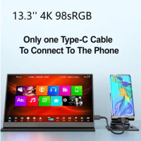 13.3'' portable lcd 4K monitor usb type c HDMI-compatible laptop,phone,xbox,switch and ps4 portable lcd gaming monitor