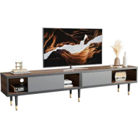 TV Stand for 85 inch tv, Entertainment Center with Storage and Sliding Doors, 2 in 1 Long TV Cabinet for Living Room