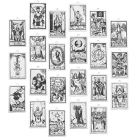 22Pcs Tarot Card Charms Vintage Magic Tarot Charms Lucky Amulet Pendants 22 Major Arcana Divination Pendants Astrology Necklaces