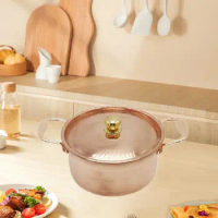 Copper Pot with Lid Double Handle Stockpot for Home Kitchen Restaurant Chef