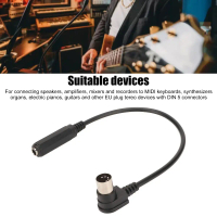 Encounter Universal 6.35mm 6.35mm to MIDI 5 Pin Cable 90 Degree 30cm/11.8in Sound Adapter Cable Plug
