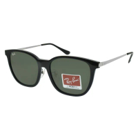 【RayBan 雷朋】太陽眼鏡 潮流方框款(黑 銀 綠鏡片#RB4333D 629271-55mm)