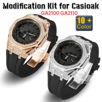 Mod Kit for Casioak GA2100 GA2110 Stainless Steel Diamond Case Rubber Strap Modification Kit for Casio GMAS2100 All Metal Bezel