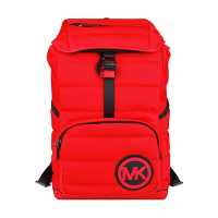 MK MICHAEL KORS Brooklyn 圓標LOGO絎縫尼龍拼牛皮釦式後背包(紅)