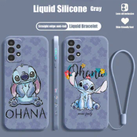 Disney Stitch Flowers Phone Case For OPPO F21 F9 F7 F5 Find X5 X3 X2 Neo A16S A5 2020 Pro Lite Liquid Left Rope Cover