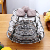 Stainless Steel Steamer Rack Round Pot Cooker Shelf Folding Dumplings Bread Plate Stand Steaming Tray Kitchen Cooking Gadgets
