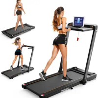 Treadmill with Incline, 3 in 1 Under Desk Treadmill Walking Pad with Removable Desk Workstation 3.5HP Foldable Compact