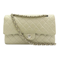 【二手名牌BRAND OFF】CHANEL 香奈兒 米色 菱格紋 羊皮 鍊帶 COCO 25 肩背包 無卡