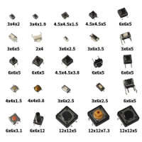 125Pcs Micro Tactile Push Button Switch 25 Types Assorted Micro Push Button Tact Switch Reset Leaf Switch SMD 2*4 3*6 4*4 6*6