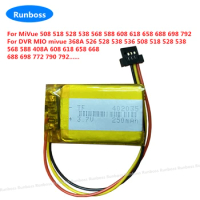 3.7V 250mAh Driving Recorder Battery For DVR MIO mivue 368A 508 518 528 538 568 588 608 618 658 688 698 792 526 528 538 536 508