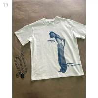 T6 [hot]  [COD]เสื้อยืดoversize  เสื้อยืด ลาย \Retro Denim Vibes\" สไตล์วินเทจ ใส่ได้ทั้งผู้ชายและผู