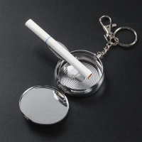 Stainless Steel Ashtray with Lid Outdoor Portable Ashtray Keychain Smoking Accessories