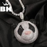 THE BLING KING New Panda Colorful Mouth Pendant Necklace Color Psychedelic HipHop Full Iced Out Cubic Zirconia CZ Stone