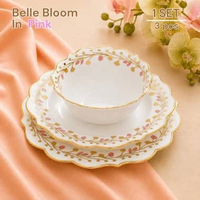 Piring Mangkok Keramik Estetik Premium Belle Bloom Gold Rim | Hoomey Petite Maison - Mangkok Piring 
