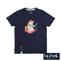 EDOKATSU 江戶勝 勝太郎系列 勝太郎三味線短袖T恤-男-丈青色