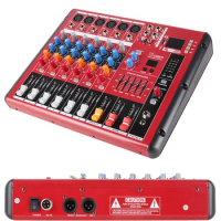 MiCWL MR600 Top Red Color 6 Channel Audio Mixer XLR 6-Input Gain Bluetooth 16 DSP USB Musich Phones AUX Mixing Console Stage
