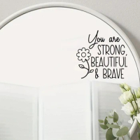 Affirmation Cards"You Are Strong Beautiful Brave"English Mirror Stickers for Bedroom Cloakroom Window Decoration Wall Decals