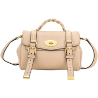 MULBERRY Mini Alexa 皮帶鎖釦粒面牛皮學院包(裸膚色)