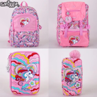 Genuine Australian Smiggle Pink Rainbow Love Unicorn School Bag Student Stationery Pencil Box Lunch Bag Backpack Student Gift