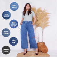 HighWaist Kulot Jumbo Ban Karet Kcg 2 Jeans | Kulot Jumbo Kancing 2 | Celana Panjang Jeans | Basic D