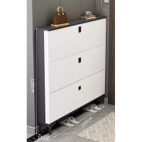 輕奢翻鬥鞋櫃進門玄關櫃 ([單層款]雙拼灰白色100*17*120cm）