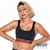 Mollifix 瑪莉菲絲 暢動U領寬肩帶運動內衣 (黑+豹紋棕)、瑜珈服、無鋼圈、開運內衣