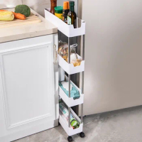 Kitchen Joint Storage Rack Floor To Floor Multi-layer Rack Multifunctional Refrigerator Bathroom Organizing Rack 주방 진열대