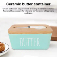 Multifunctional Knife Butter Dish Set Ceramic Butter Dish with Lid Stainless Steel Knife Capacity for Countertop for Kitchen