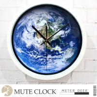 METER DEER 米鹿 30公分宇宙太空地球人造衛星雲圖造型時鐘 有框靜音掛鐘(時鐘 掛鐘 靜音 牆面擺飾 掛飾)