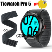 NEW For Ticwatch Pro 5 Classic Strap Nylon Watch Band Hook&amp;Look Soft Belt Watchband Screen protector film