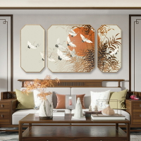 心經畫 心經掛畫 壁畫 裝飾畫客廳三聯裝飾畫植物花鳥風景八邊形掛畫中式中國風沙發背景墻壁畫