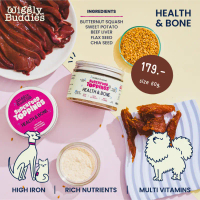 Wiggly Buddies Supper Food Topping ผงโรยอาหารพรีเมี่ยมสำหรับสัตว์เลี้ยง สูตร Health & Bone