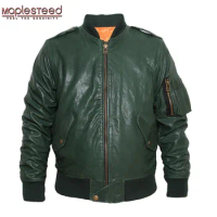 MAPLESTEED M86 Flight Jacket Mens Genuine Leather Jacket Men Leather Coat Bomber Jacket Black Wine Red Army Green Plus Size 097