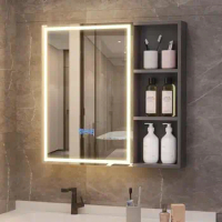 LED RGB Bathroom Mirror Cabinet Wall Mounted Organizer with Adjustable Lights Large Storage Space High Definition Glass Mirror
