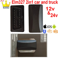 Elm327 Bluetooth 5.0 Support 12V and 24V Car truck heavy Duty/Large Passenger Car OBD2 Code Scanner in IOS Android Repair Tools