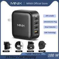 MINIX NEO P3 100W GaN USB Charger Travelling Charger with multi plugs EU/US/AU/UK for Macbook ,For iPhone , For Samsung ,MI