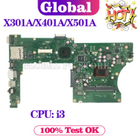 KEFU Mainboard For ASUS X301A X401A X501A Laptop Motherboard CPU i3 SLJ8E HM76 DDR3