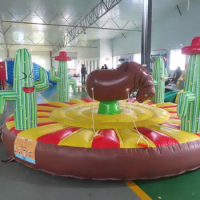 wholesale Kids Cactus Inflatable Rodeo Bull Ride Games Bungee Pull mechanical Bull Riding Inflatable